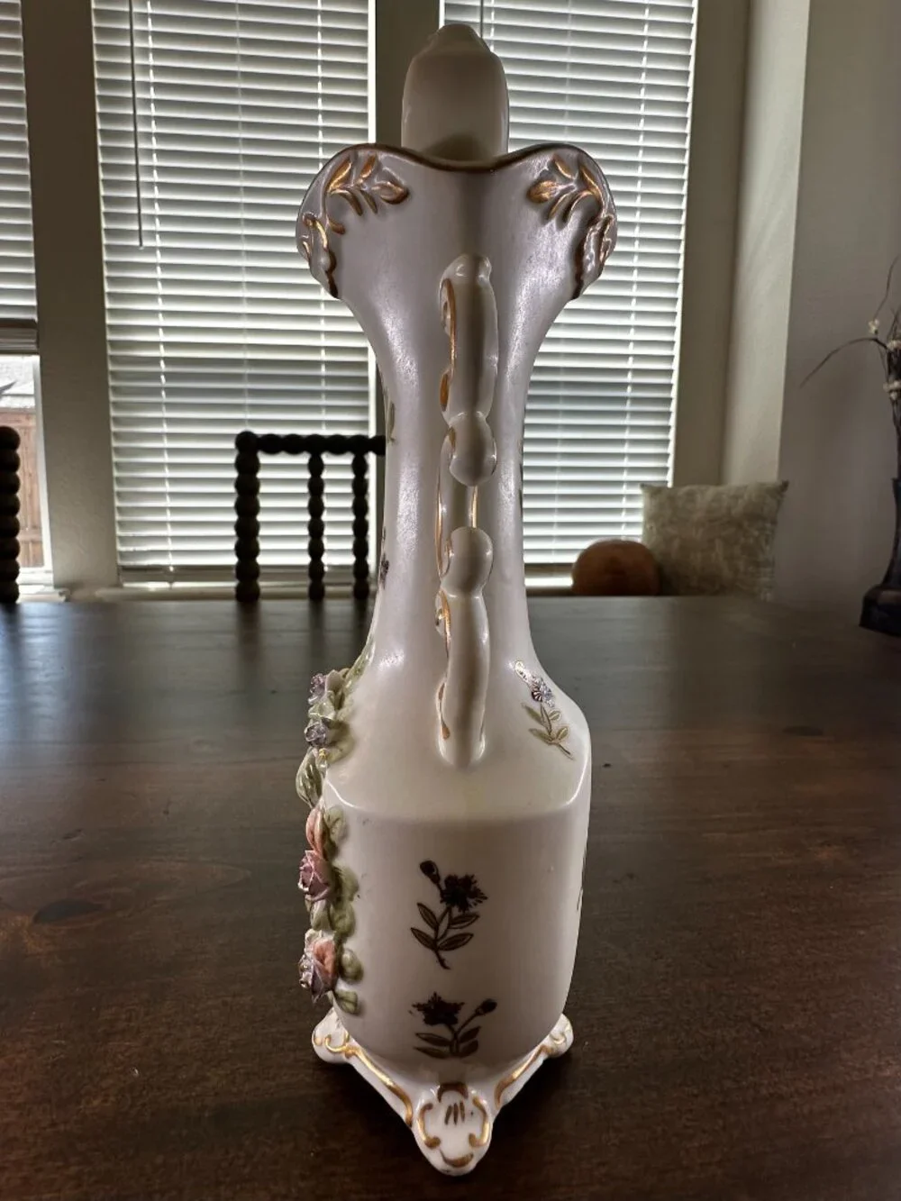 Vintage Japanese Porcelain Vase – NC Mark 6959A – Applied Roses – 10.5